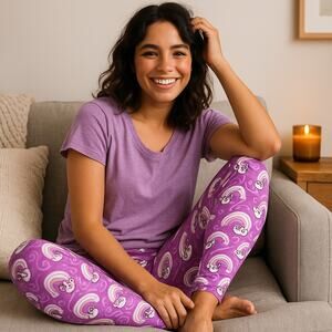 LuLaRoe Purple Rainbow Unicorn Print Leggings One Size